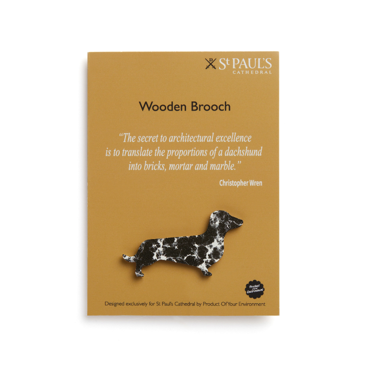 Wren Quote Dachshund Wooden Brooch