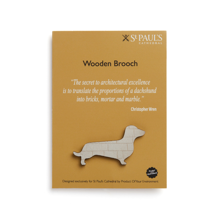 Wren Quote Dachshund Wooden Brooch