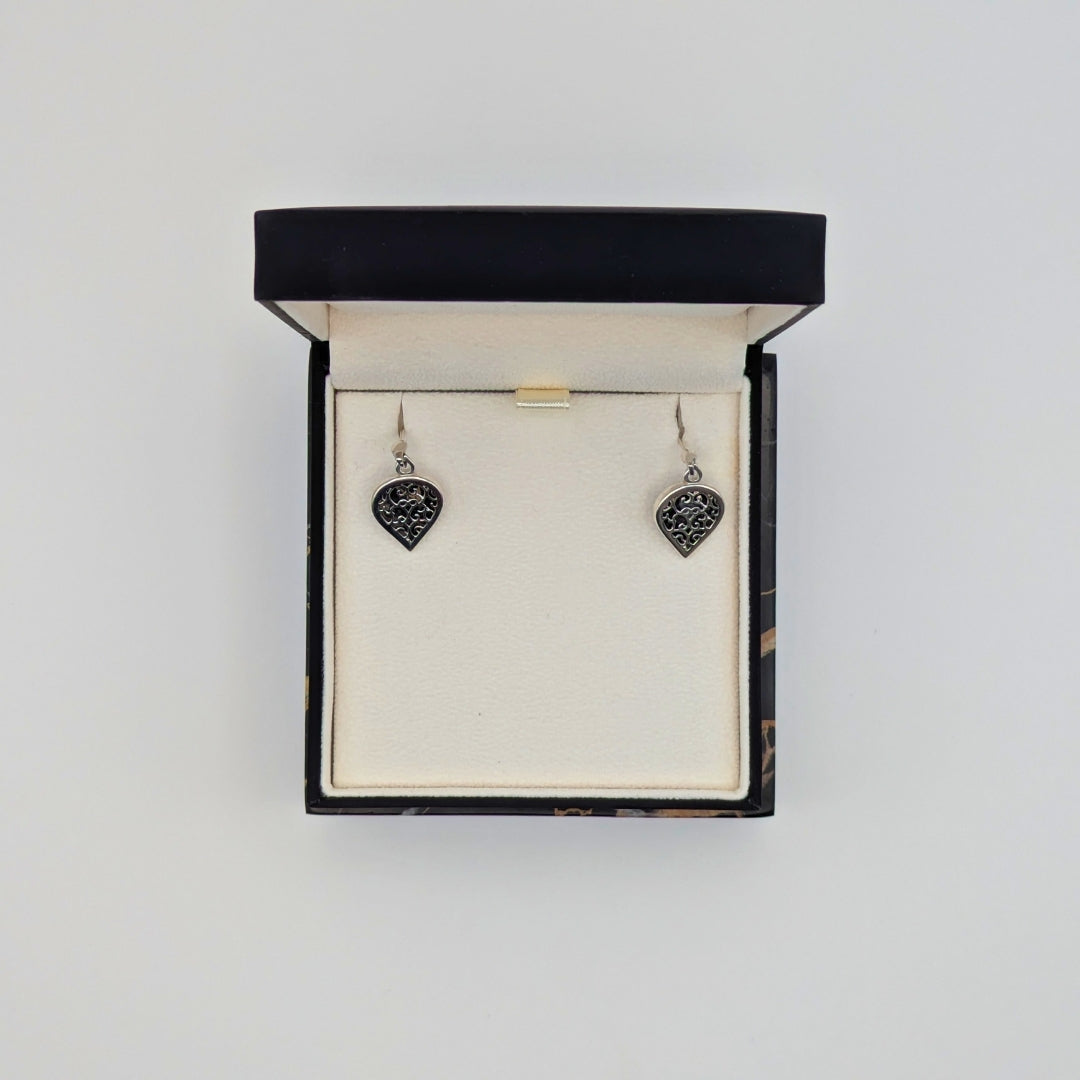 Tijou heart Hook Earrings Portoro Marble