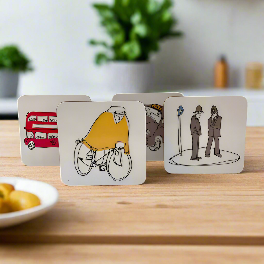 London Waiting Set of Coasters