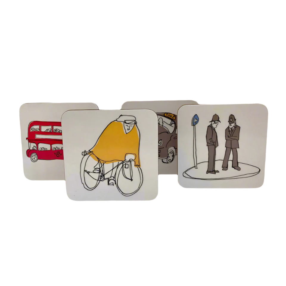 London Waiting Set of Coasters
