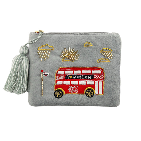 Grace + Glory Red Bus Beaded Pouch