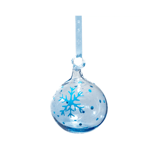 Ice Blue Glass Baubles – Blue or White Snowflake