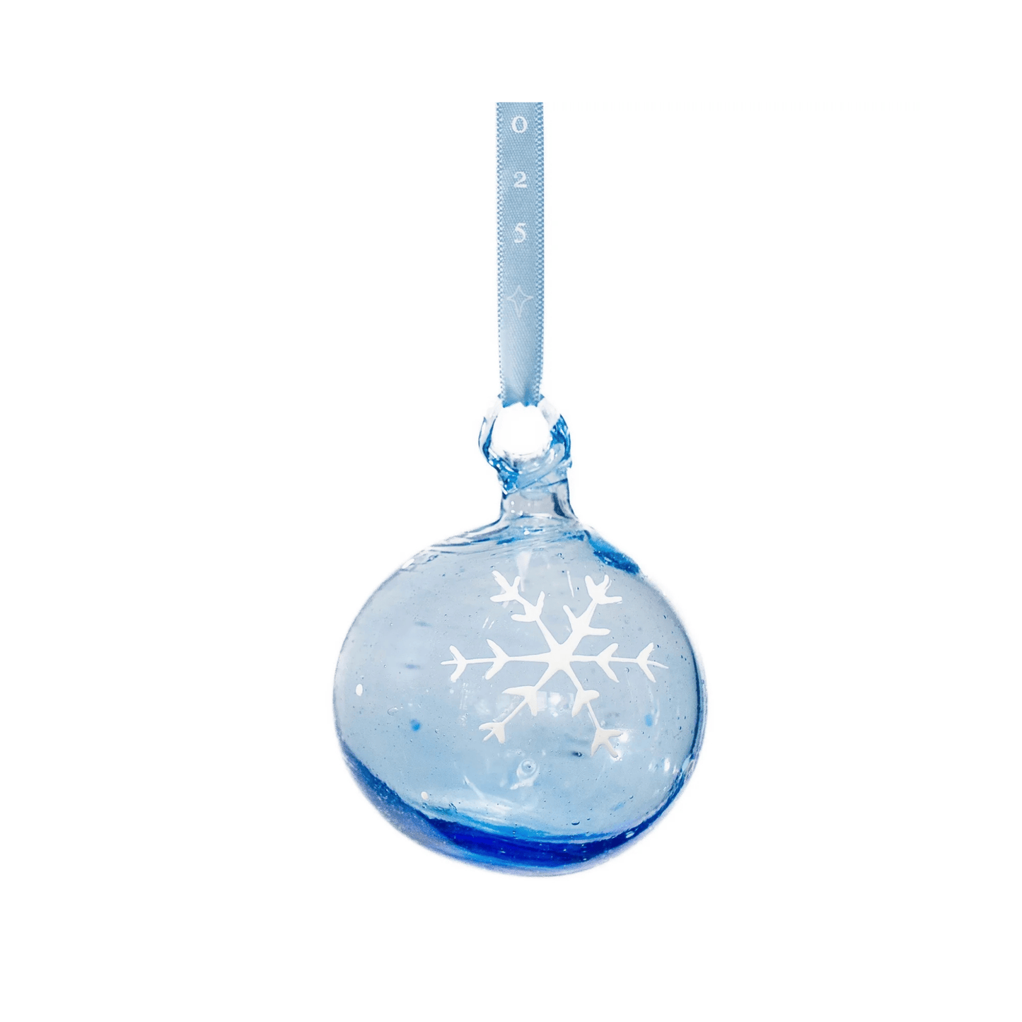 Ice Blue Glass Baubles – Blue or White Snowflake