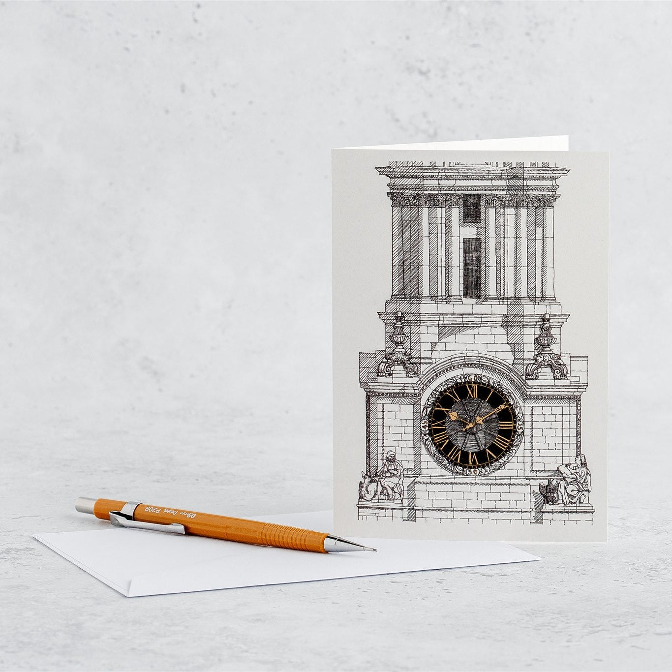 St Paul's Cathedral Clock Greeting Card – Katherine Jones Art