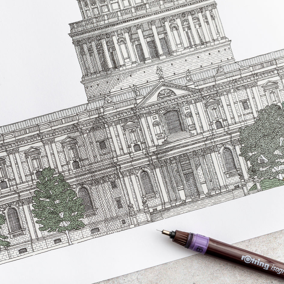 St Paul's Cathedral South Elevation Greeting Card – Katherine Jones Art