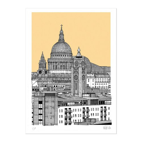 Oxo Tower/St Paul's Peach Print - Will Clarke