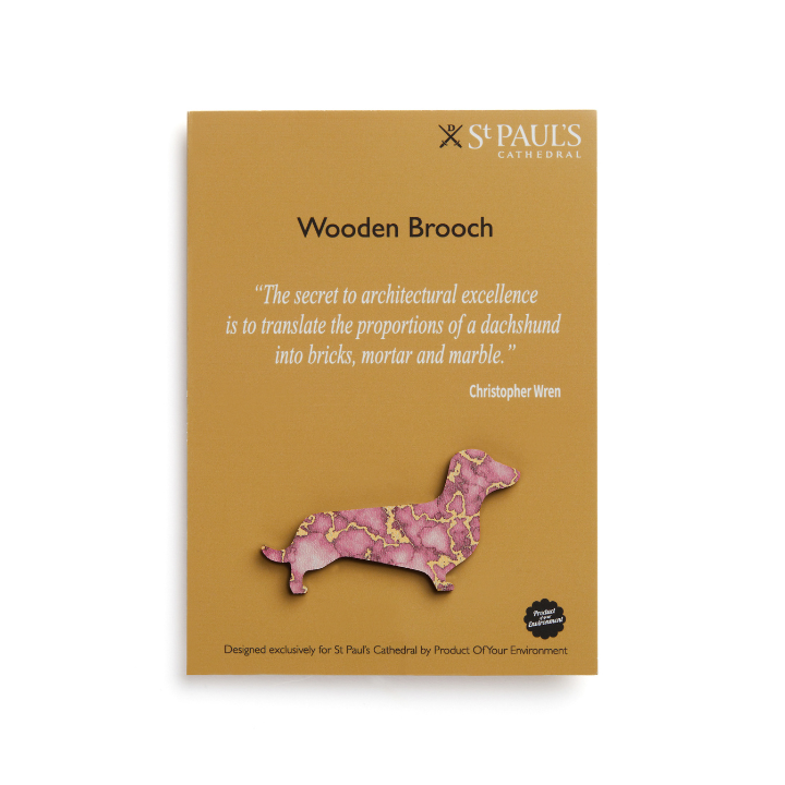 Wren Quote Dachshund Wooden Brooch