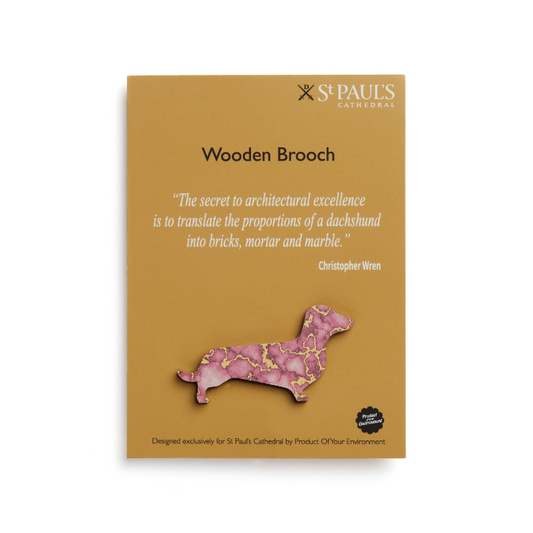 Wren Quote Dachshund Wooden Brooch