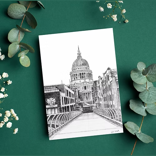 St Paul's Cathedral from Millennium Bridge - Art card