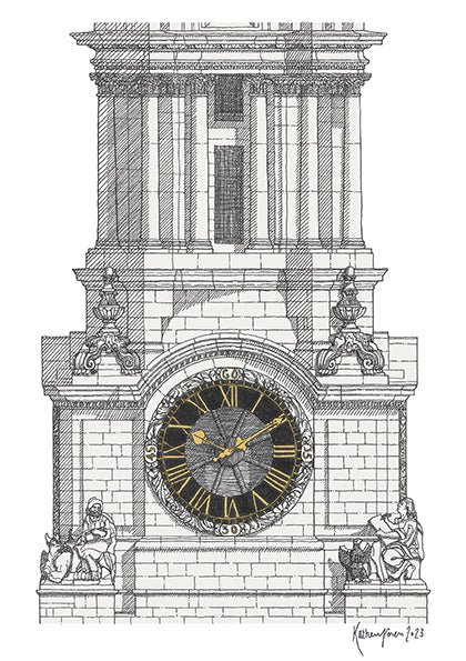 St Paul's Cathedral Clock Print - Katherine Jones