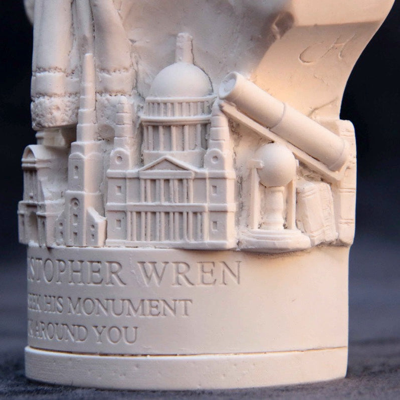 Christopher Wren — White Plaster Bust