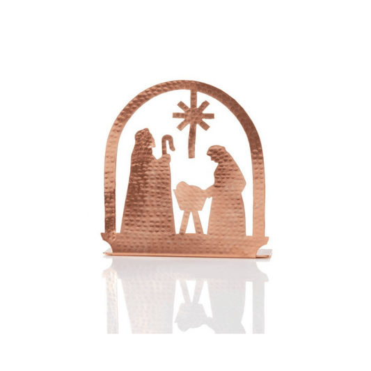 Copper Tea Light Nativity – Handcrafted Metal Scene
