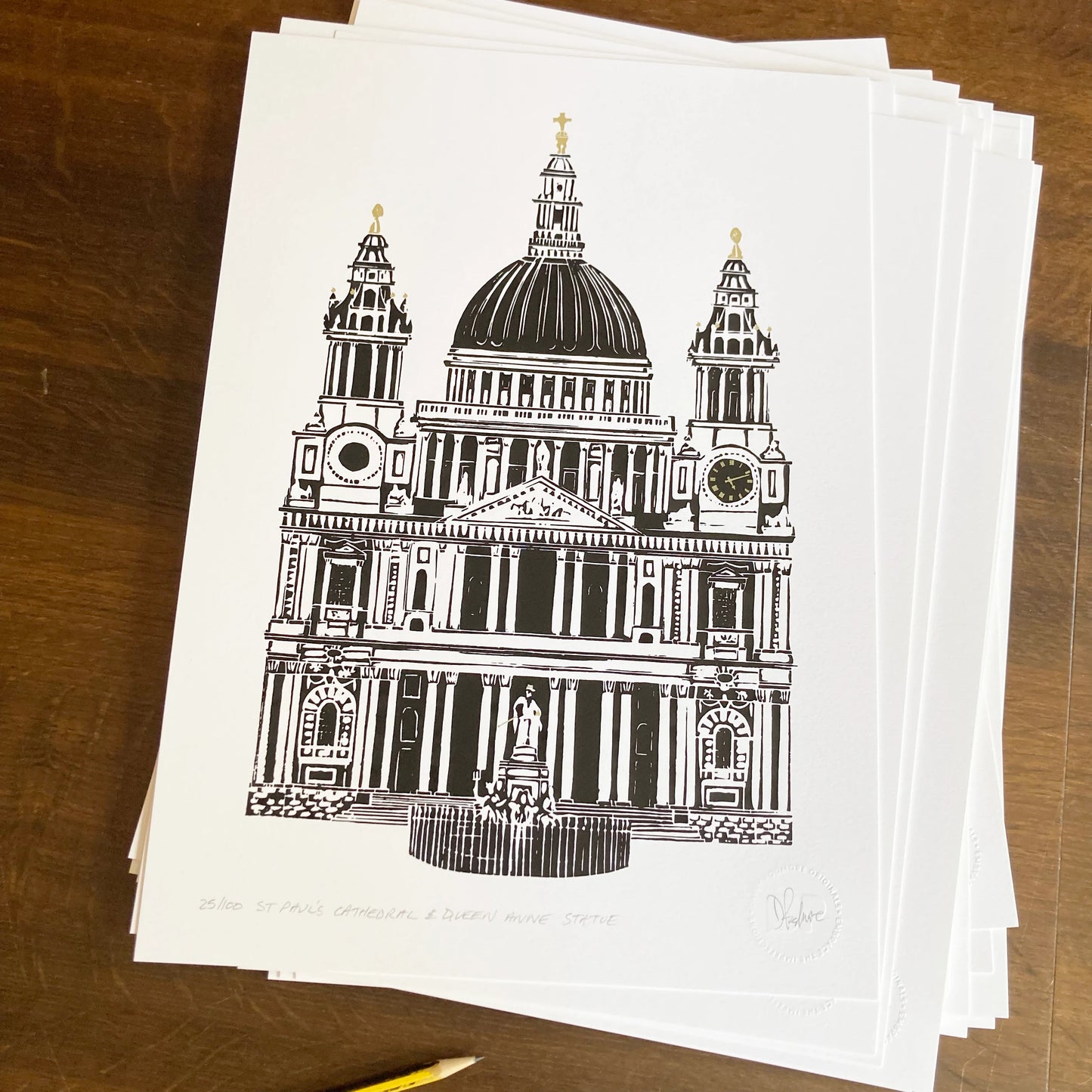 St Paul's Cathedral Linoprint - Davey Podmore