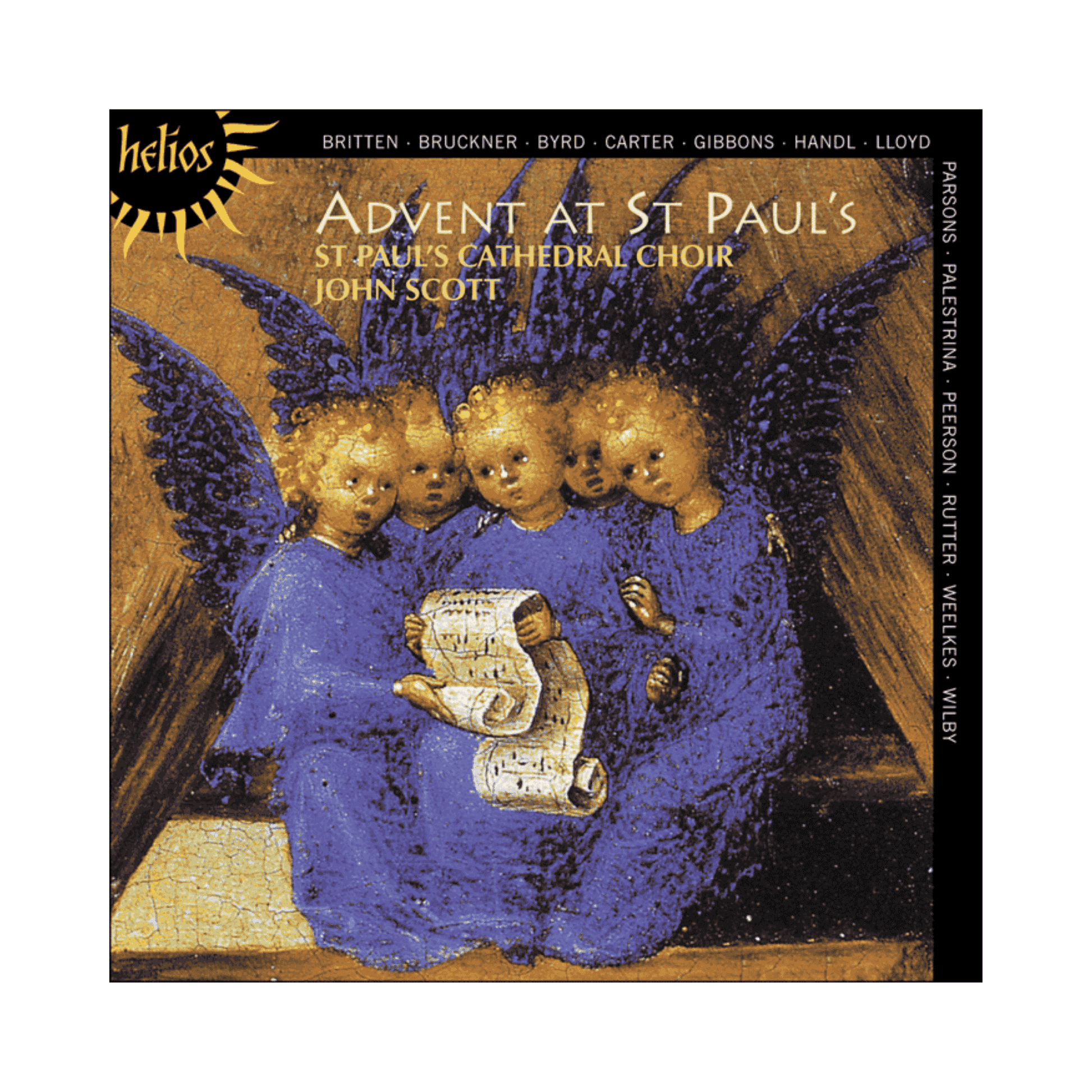 Album cover for 'Advent at St Paul's' featuring angelic figures holding a scroll.