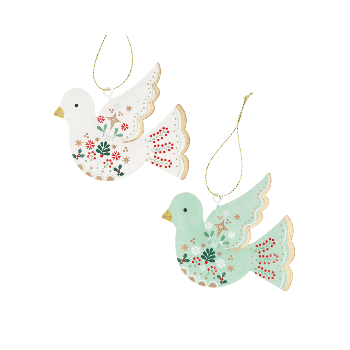 Alpine Dove Tin Christmas Decoration