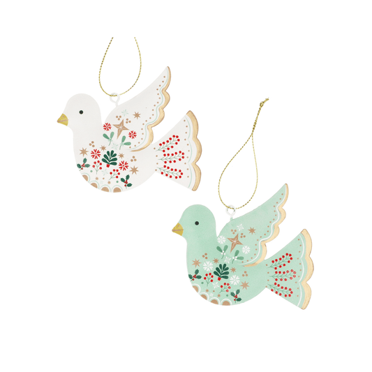 Alpine Dove Tin Christmas Decoration