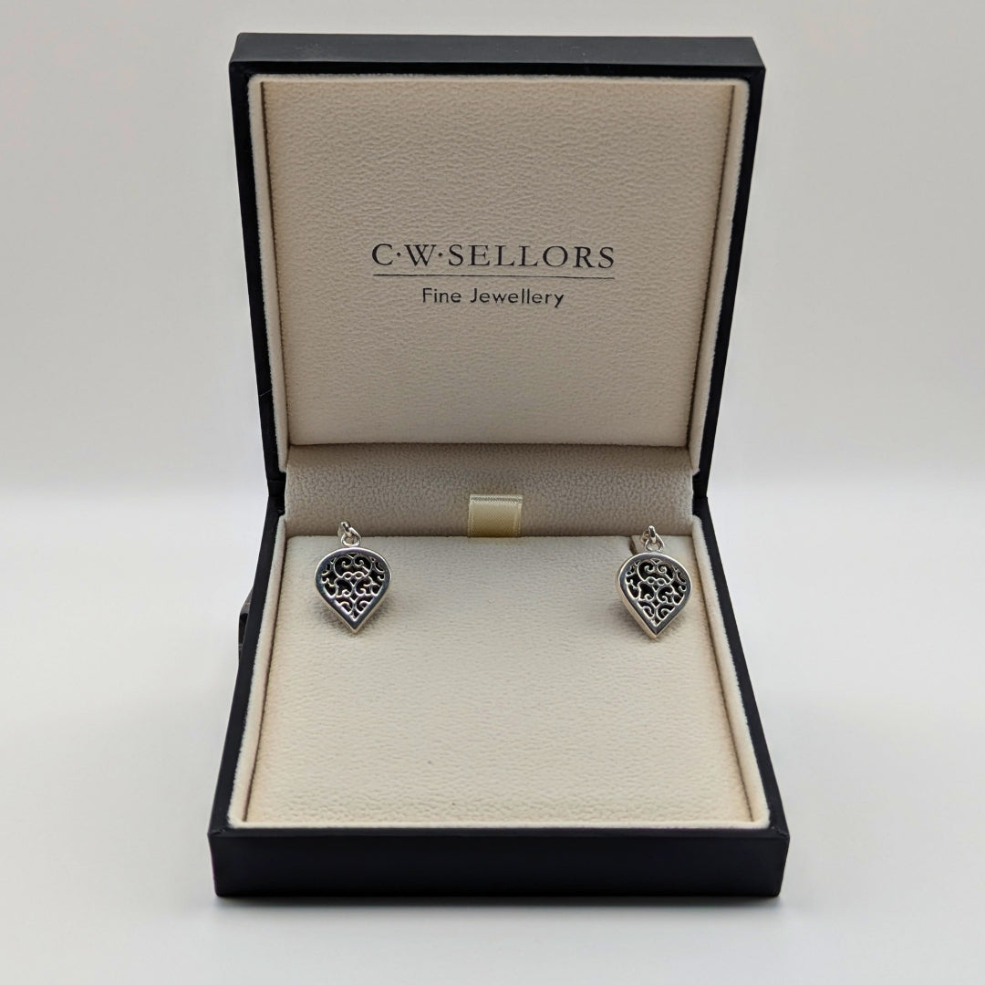 Tijou heart Hook Earrings Portoro Marble