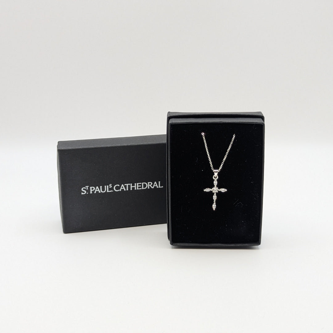 Sterling Silver Cross Necklace with Cubic Zirconia