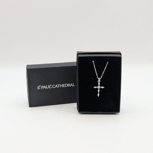 Sterling Silver Cross Necklace with Cubic Zirconia