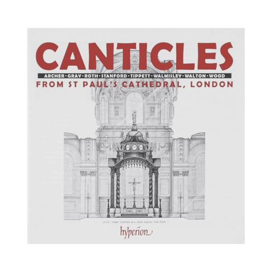 Album cover for 'Canticles from St Paul's Cathedral, London' by Hyperion with architectural illustration and text.