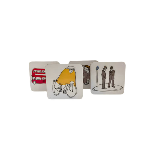 London Waiting Set of Coasters