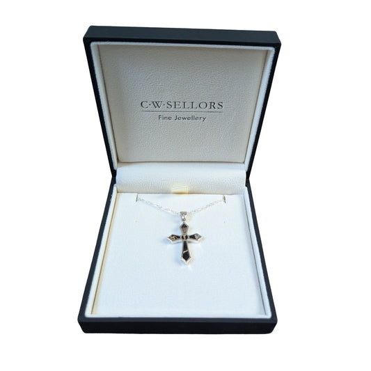 St Paul’s Cross Pendant – Portoro Marble