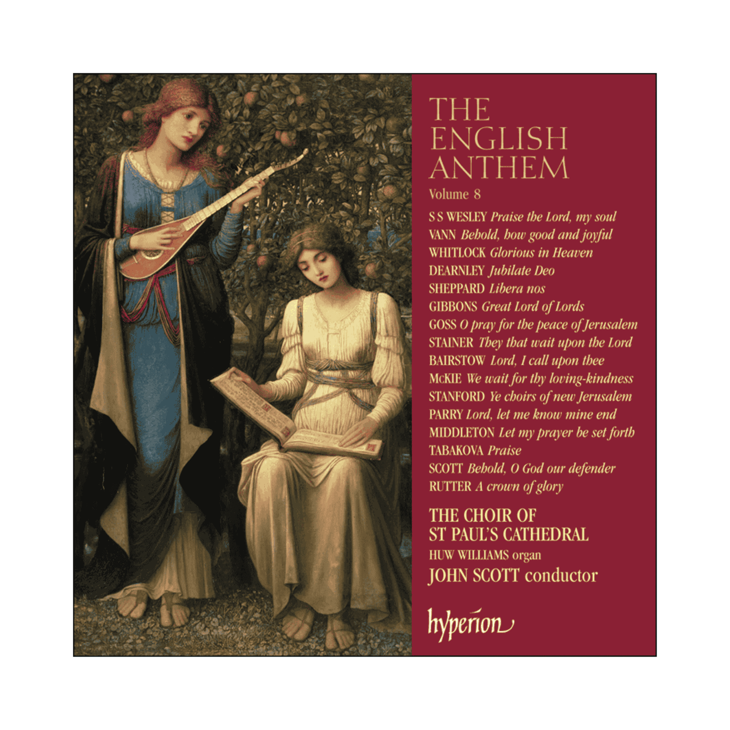 Album cover for 'The English Anthem' with classical illustration of two figures and text.