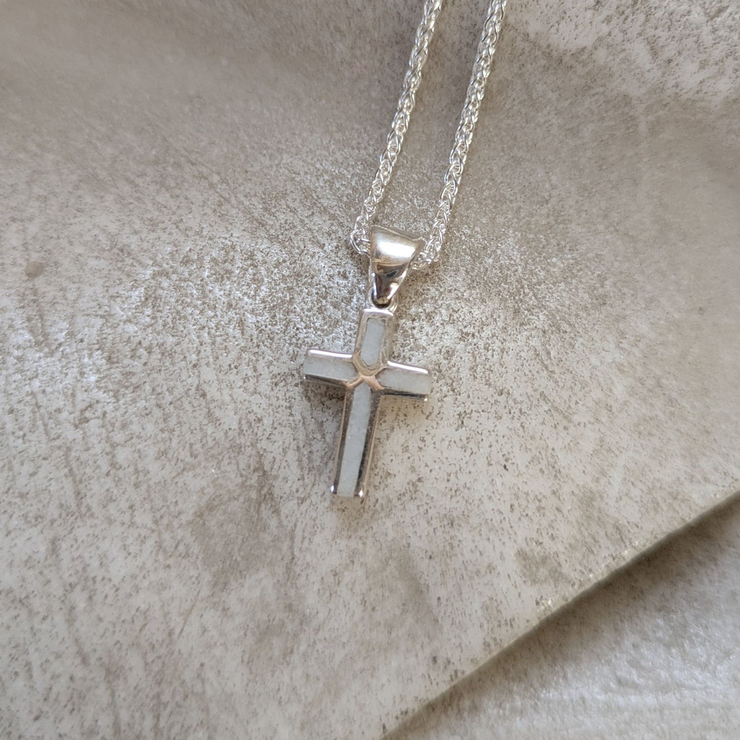 Four Stone Cross Pendant (Carrara Marble)