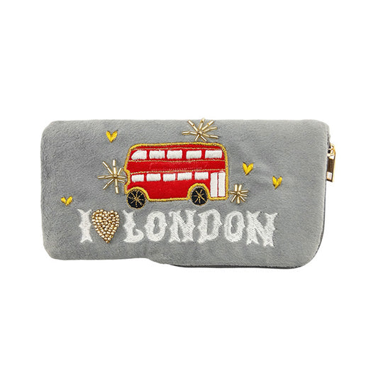 Grace + Glory Red Bus Beaded Glasses Case