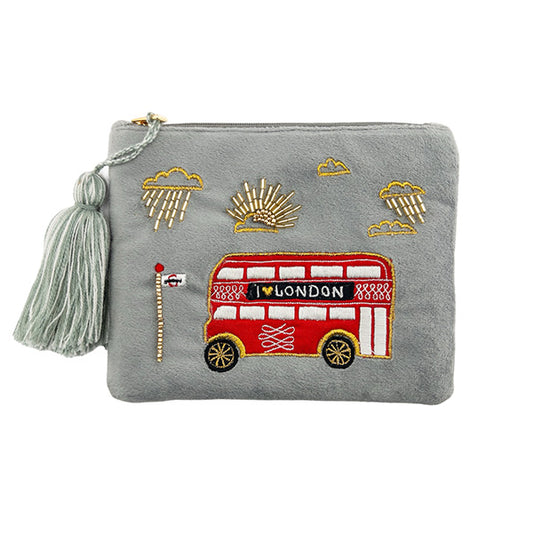 Grace + Glory Red Bus Beaded Pouch
