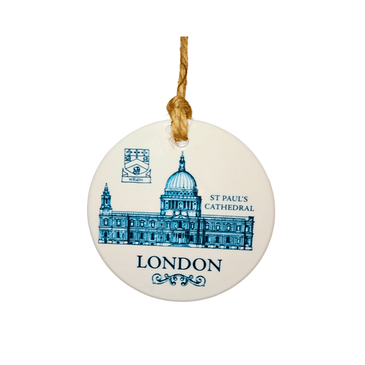 Decorative ornament with St Paul's Cathedral design and 'London' text on a white background