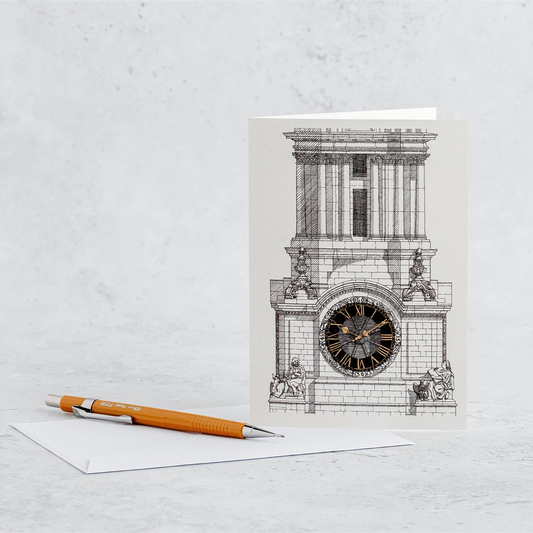 St Paul's Cathedral Clock Greeting Card – Katherine Jones Art