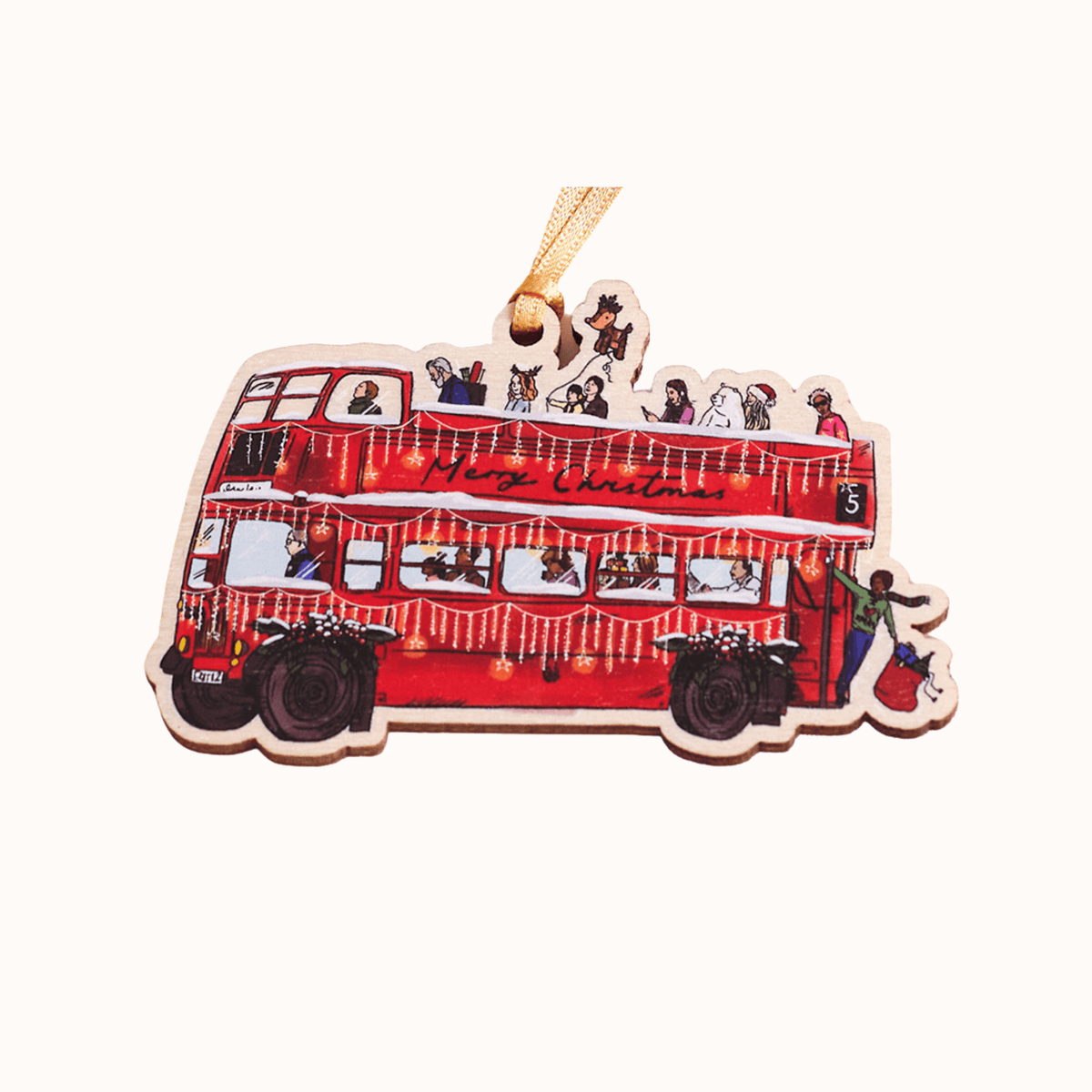 A London Christmas Tale Wooden Bus Decoration