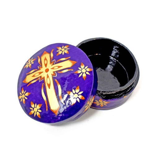 Hand Painted Round Cross Box