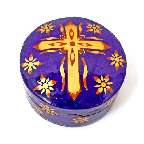 Hand Painted Round Cross Box