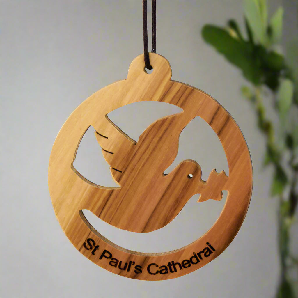 St Paul's Olive Wood Dove Decoration (Fair Trade)