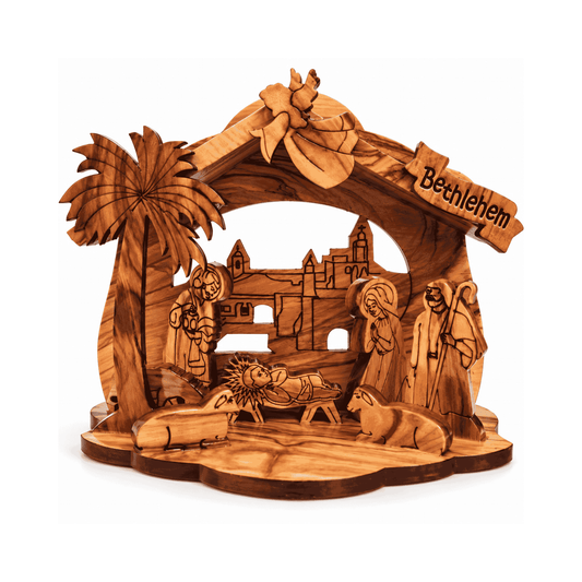 Olive Wood Bethlehem Nativity Scene