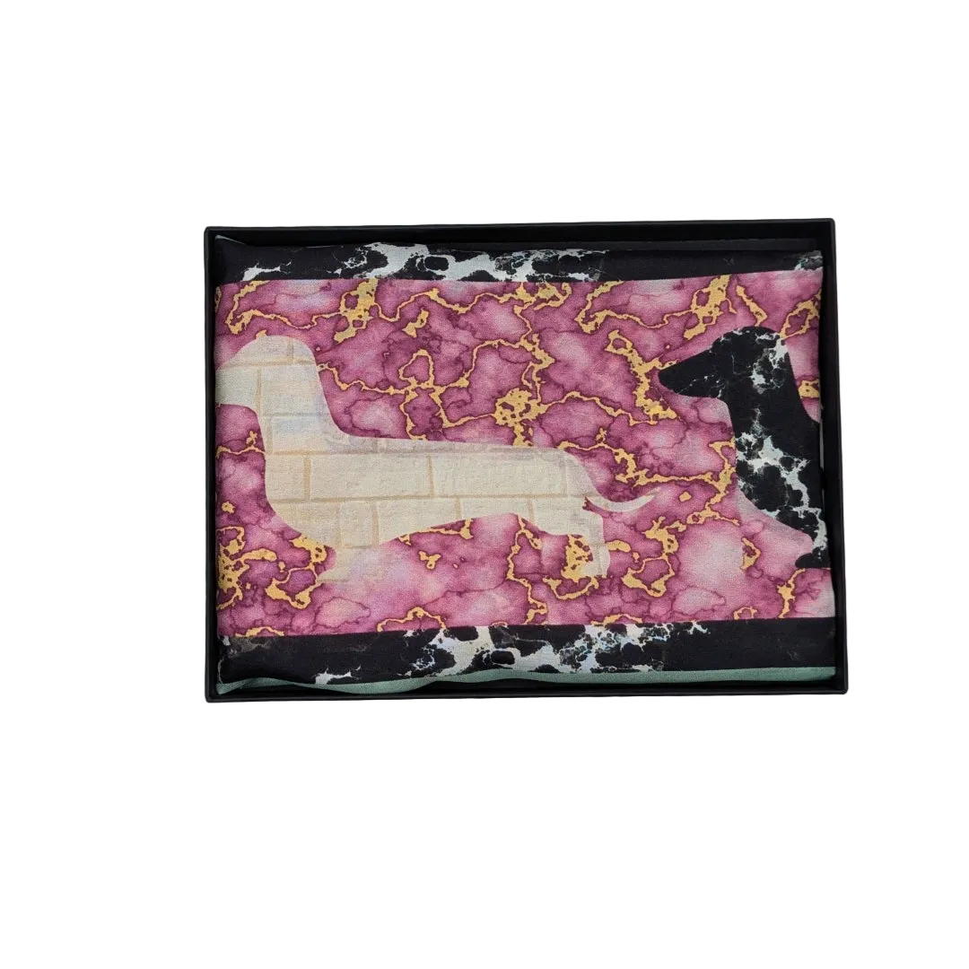 Wren Dachshund Quote Silk Scarf