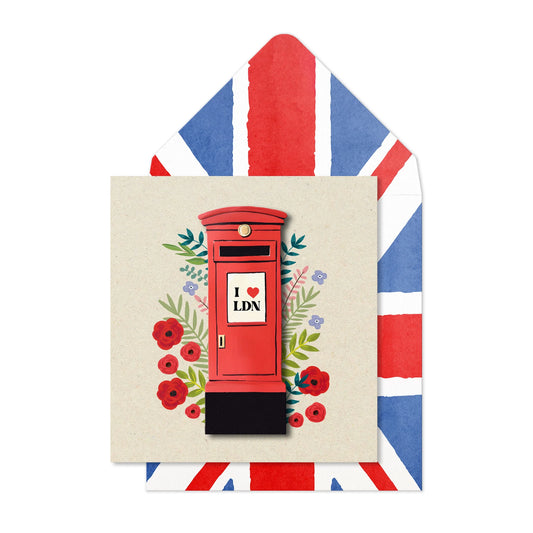 London Postbox Floral Card