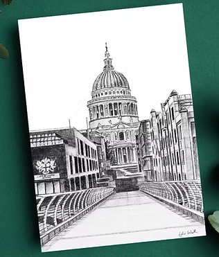 St Paul's Cathedral from Millennium Bridge - Art card