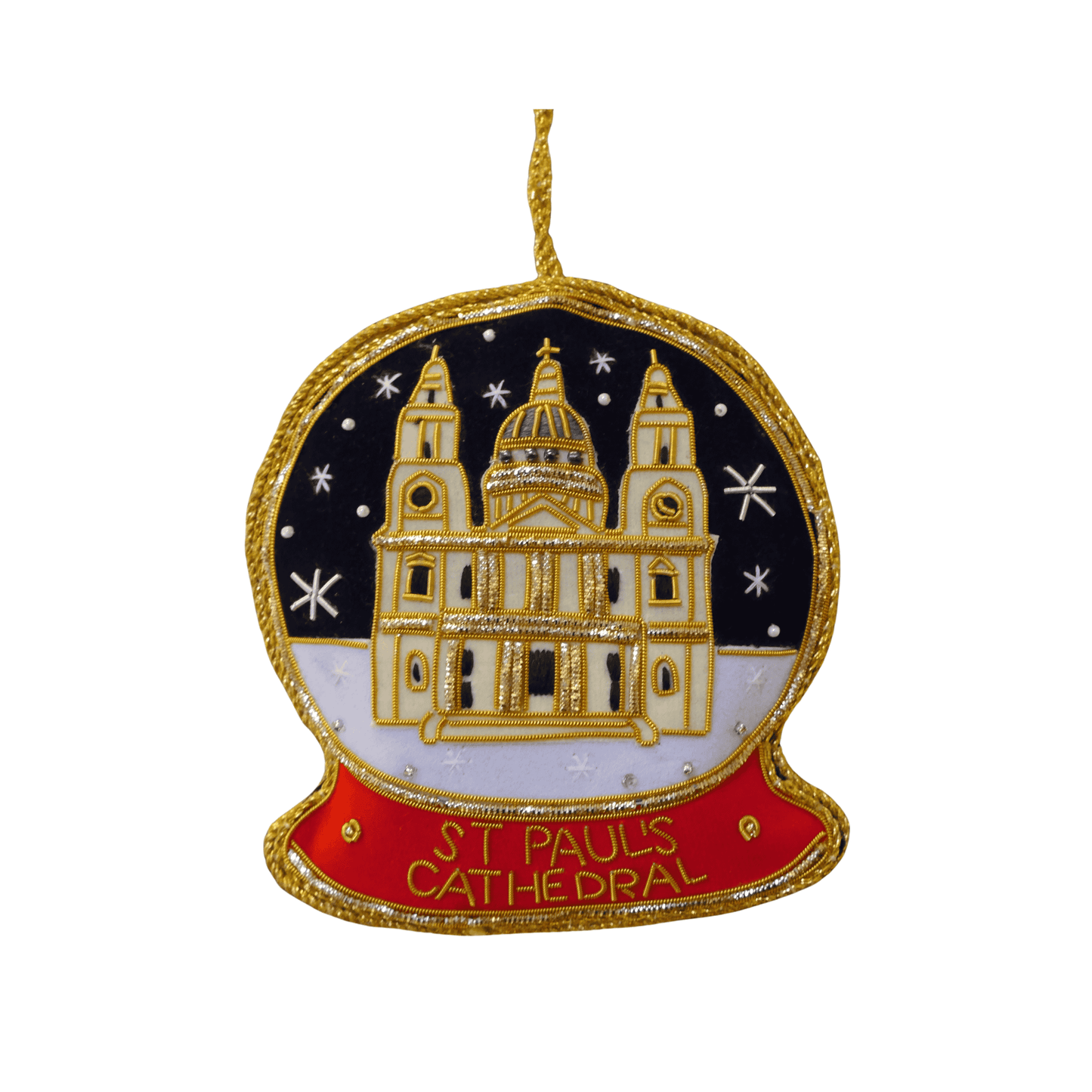 Decorative ornament of St. Paul's Cathedral with gold detailing on a white background