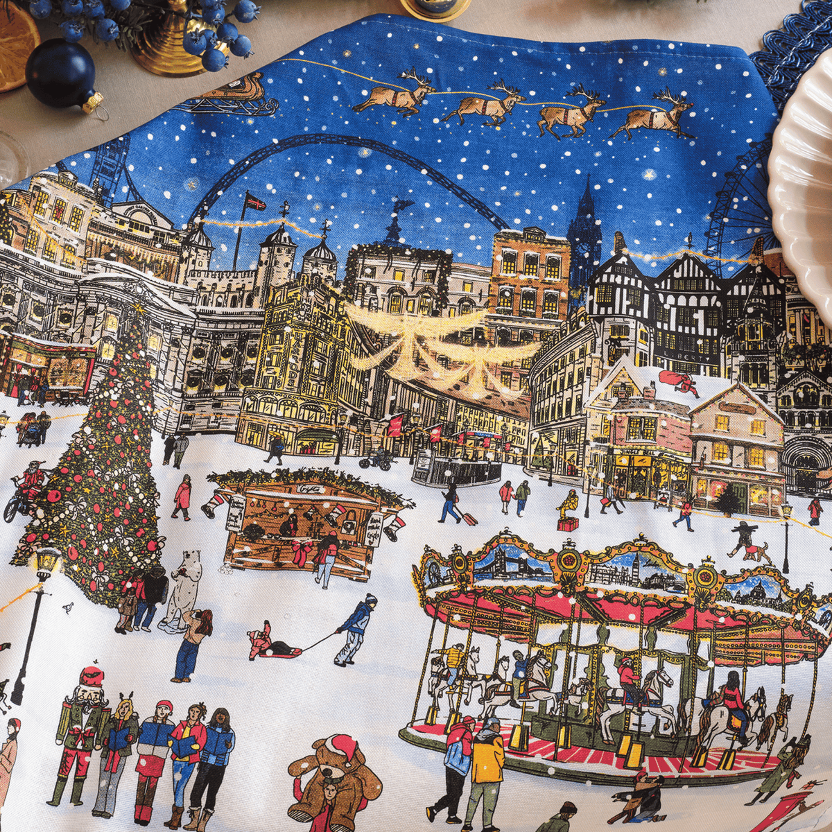 A London Christmas Tale Cotton Tea Towel