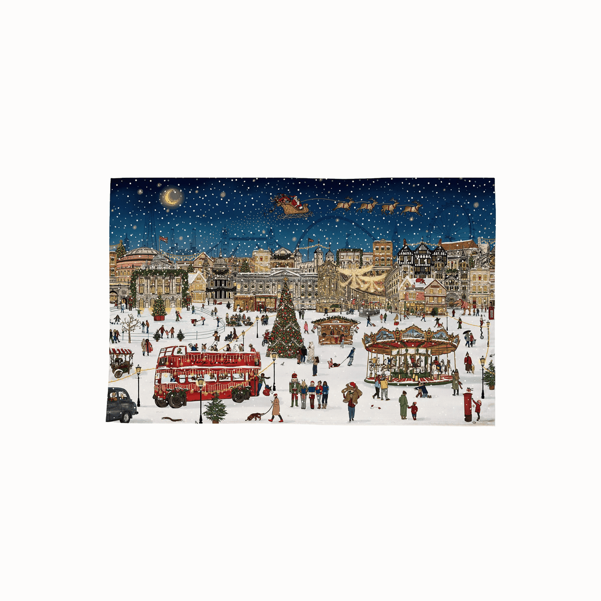 A London Christmas Tale Cotton Tea Towel