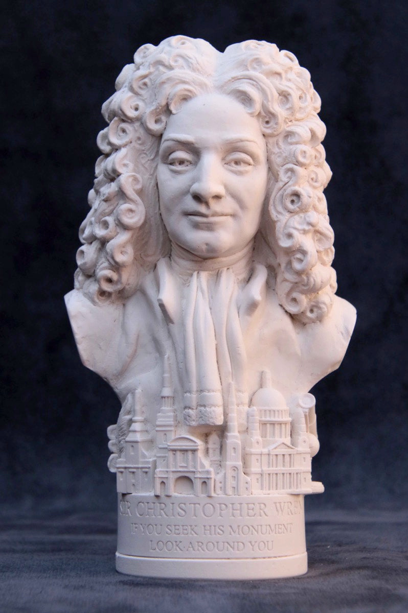 Christopher Wren — White Plaster Bust