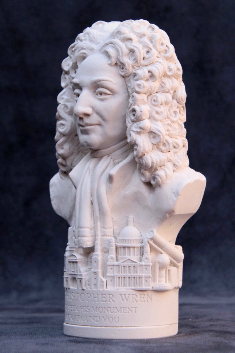 Christopher Wren — White Plaster Bust