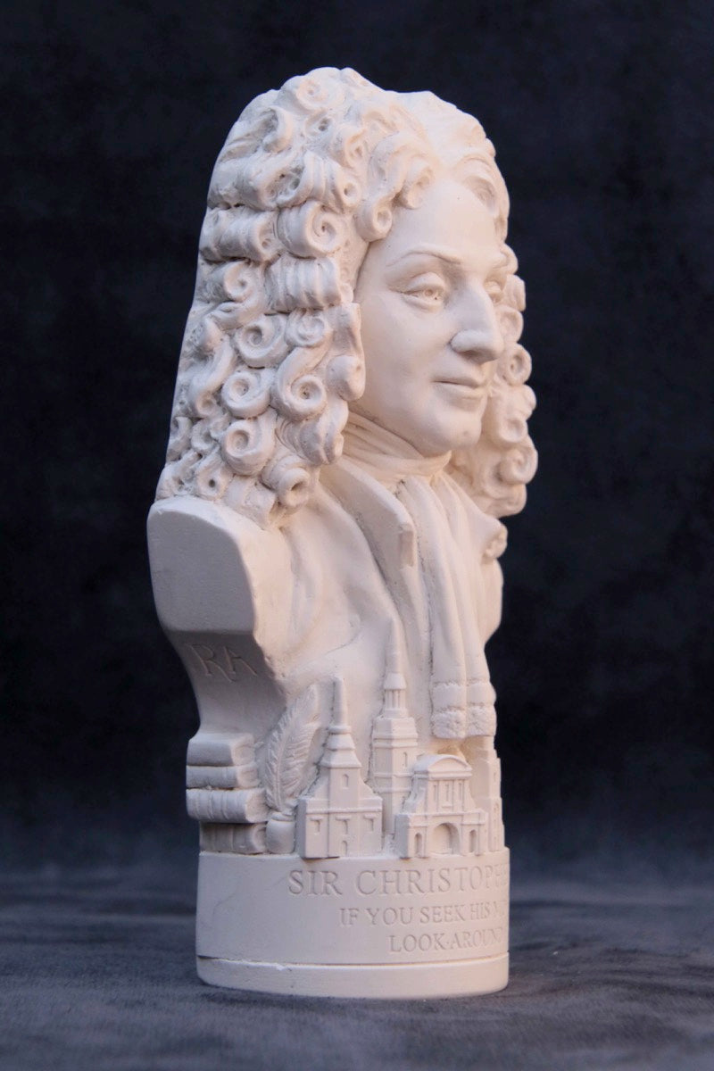 Christopher Wren — White Plaster Bust