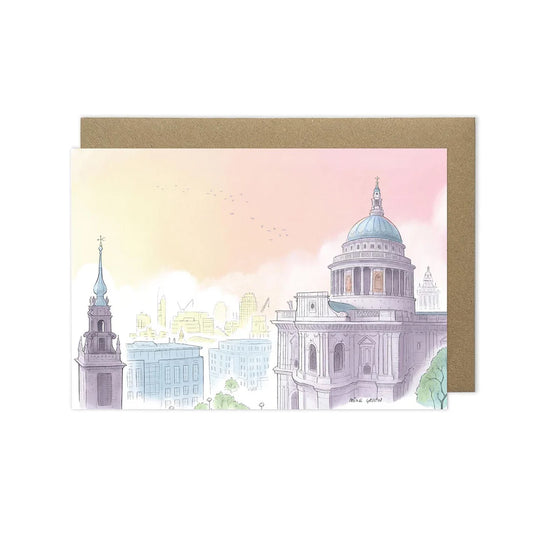 St Paul’s Cathedral Sunset London Greetings Card - Mike Green