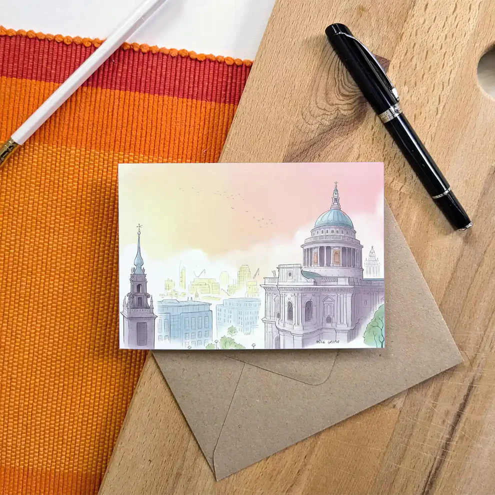 St Paul’s Cathedral Sunset London Greetings Card - Mike Green